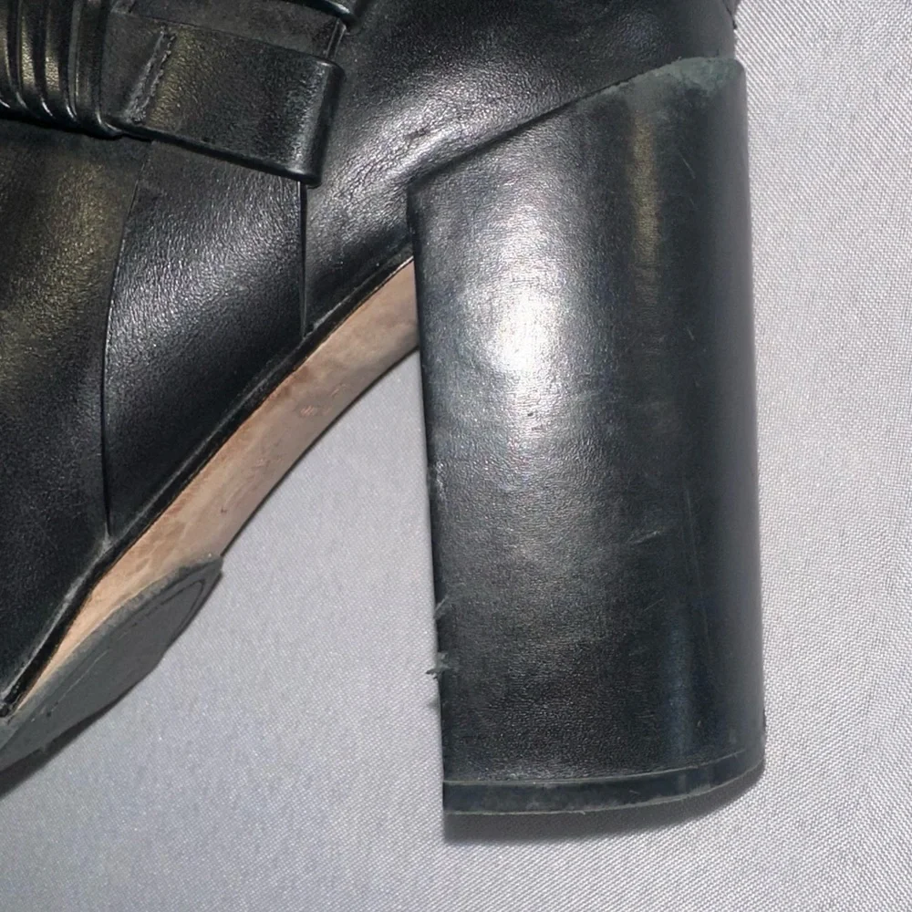 AD & DAUGHTERS Women's Size 7.5 Black Leather Declann Braided Chunky Heel Boot - Picture 11 of 15